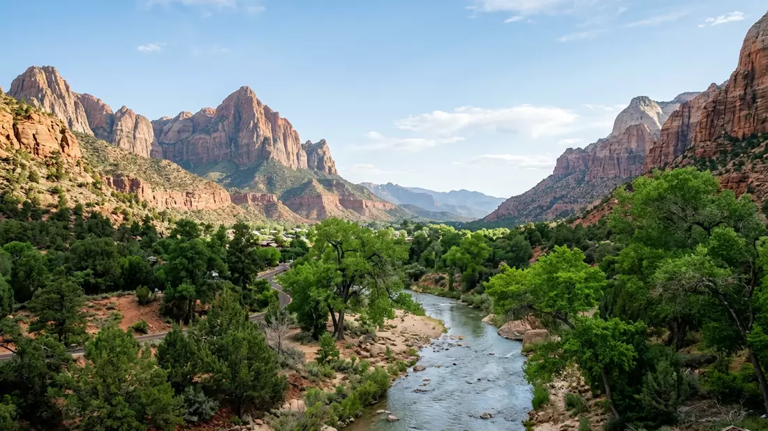 Editorial-Reisemagazinbild vom Wahrzeichen Zion-Nationalpark in Springdale, USA