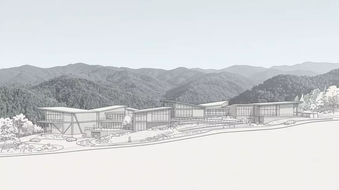 Architektur-Render von Great-Smoky-Mountains-Nationalpark in Gatlinburg, USA bei Tageslicht