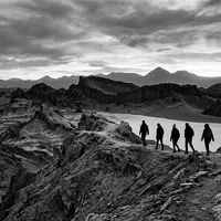 Schwarzweiss-Reportagebild vom Wahrzeichen Valle de la Luna Atacama in San Pedro de Atacama Chile, dokumentarische - Foto: THN