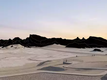 Moderner Architektur-Render zeigt Silhouette von Valle de la Luna Atacama in San Pedro de Atacama - Foto: THN