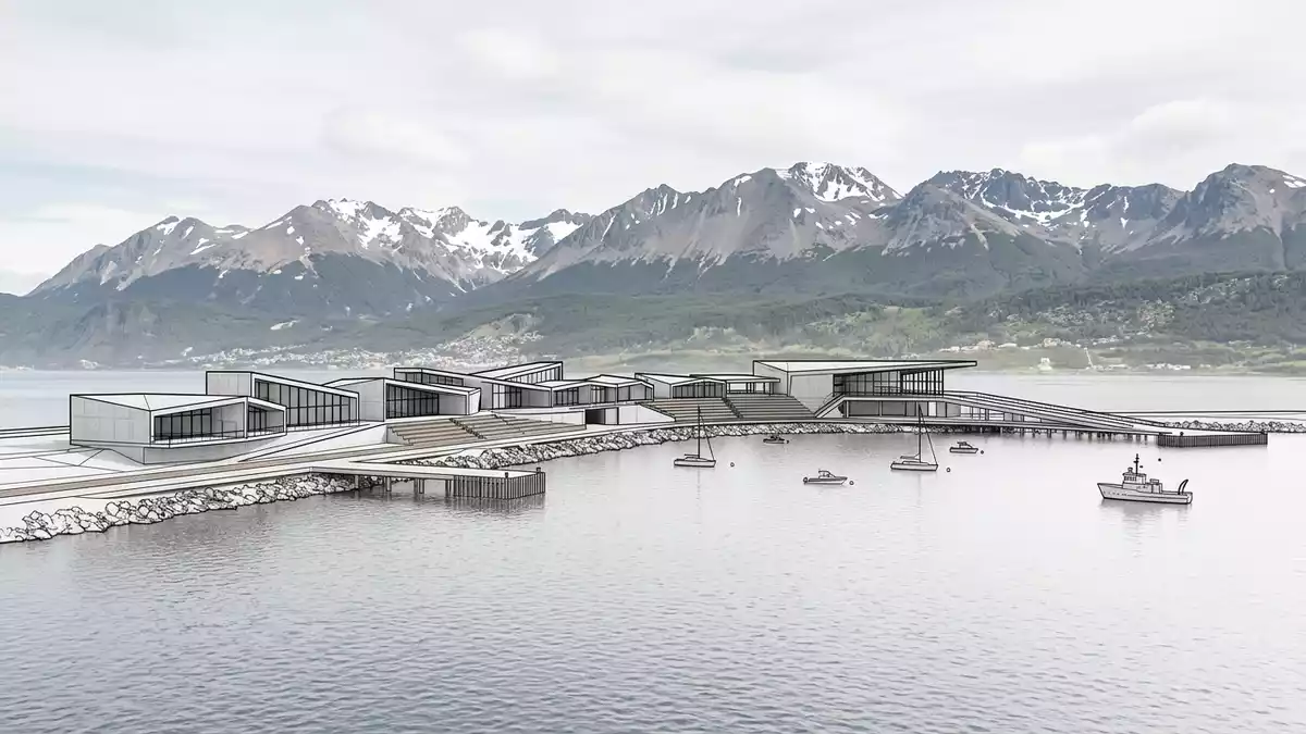 Architektur-Render von Ushuaia Beagle-Kanal in Ushuaia, Argentinien bei Tageslicht