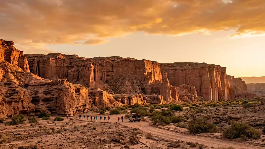 Fotorealistische Ansicht von Talampaya-Nationalpark in La Rioja, Argentinien im Abendlicht