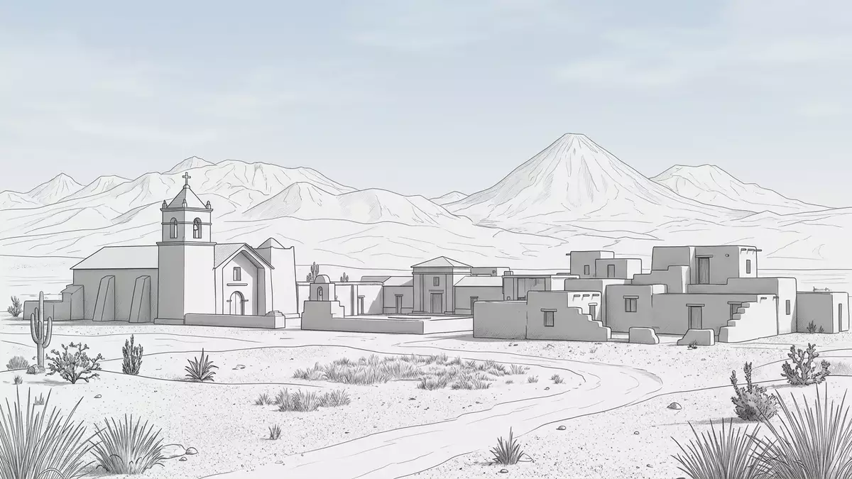 Architektur-Render von San Pedro de Atacama in San Pedro de Atacama, Chile bei Tageslicht