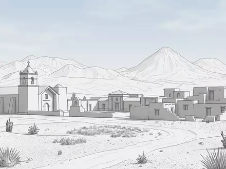 Moderner Architektur-Render zeigt Silhouette von San Pedro de Atacama in San Pedro de Atacama Chile - Foto: THN