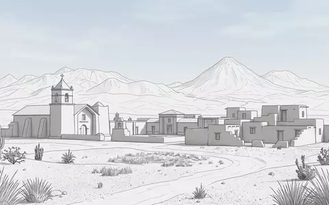 Moderner Architektur-Render zeigt Silhouette von San Pedro de Atacama in San Pedro de Atacama Chile - Foto: THN