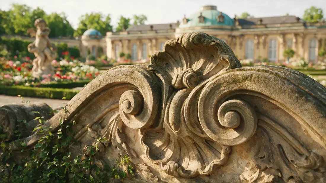 Makroaufnahme eines Materialdetails am Wahrzeichen Schloss Sanssouci, Potsdam Deutschland