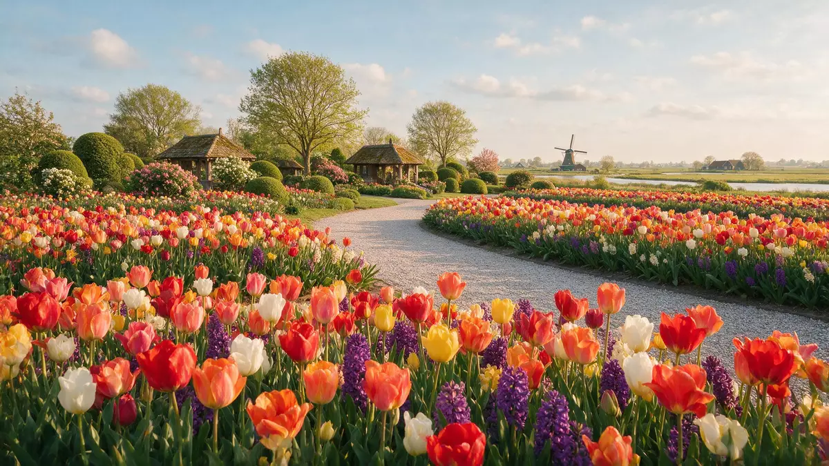 Editorial-Reisemagazinbild vom Wahrzeichen Keukenhof in Lisse, Niederlande