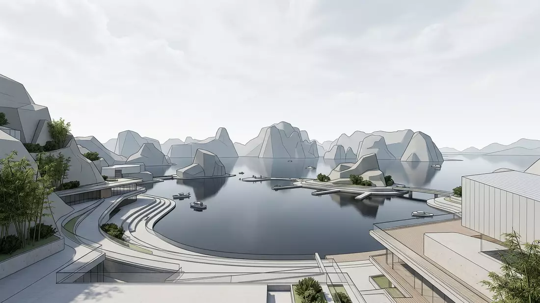 Architektur-Render von Ha-Long-Bucht in Ha Long, Vietnam bei Tageslicht