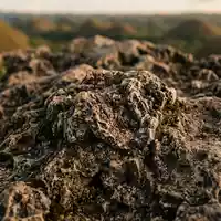 Extreme Makroaufnahme eines Materialdetails am Wahrzeichen Chocolate Hills Bohol in Bohol Philippinen, taktile Struktur und - Foto: THN