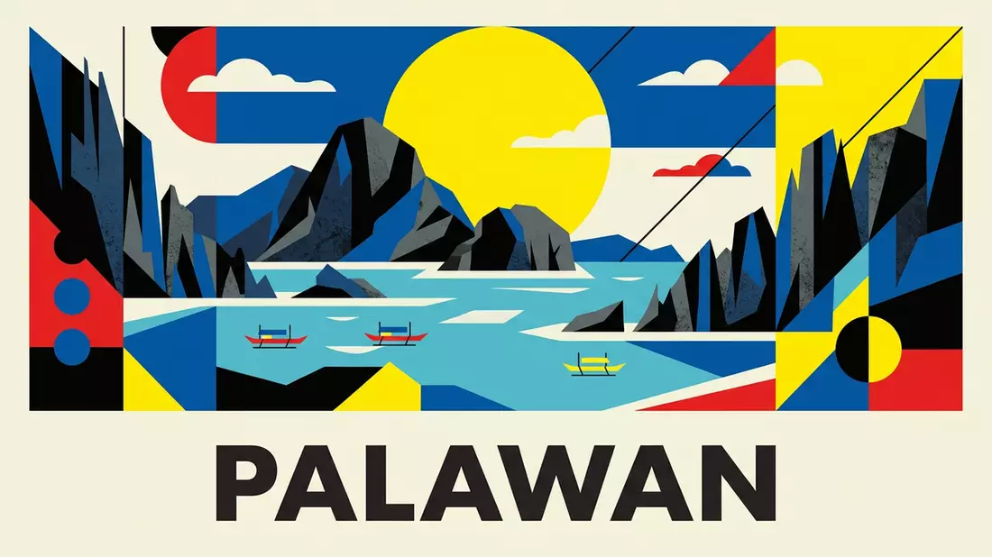Bauhaus-Poster als Abstraktion von El Nido Palawan in Palawan, Philippinen