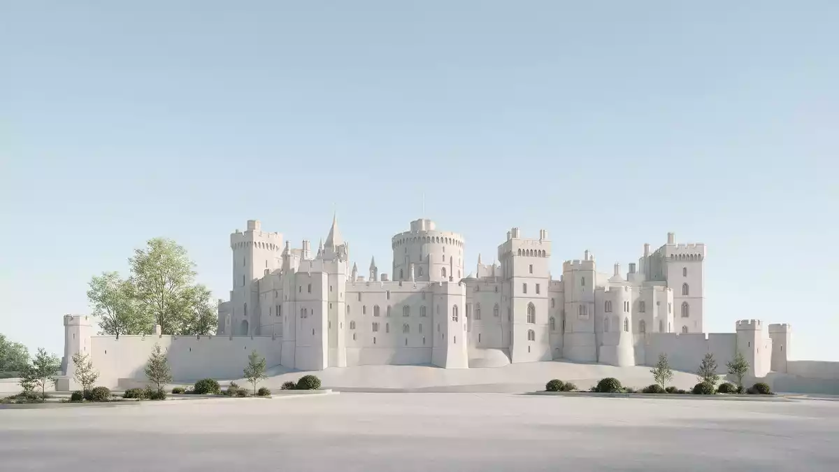 Architektur-Render von Windsor Castle in Windsor, Vereinigtes Königreich bei Tageslicht