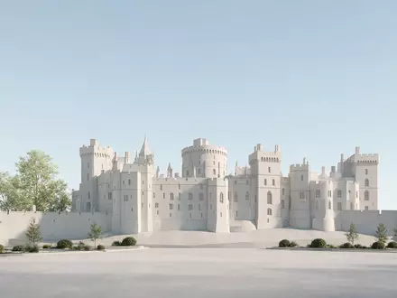 Moderner Architektur-Render zeigt Silhouette von Windsor Castle in Windsor Vereinigtes Königreich, klare Linien und neutrales - Foto: THN
