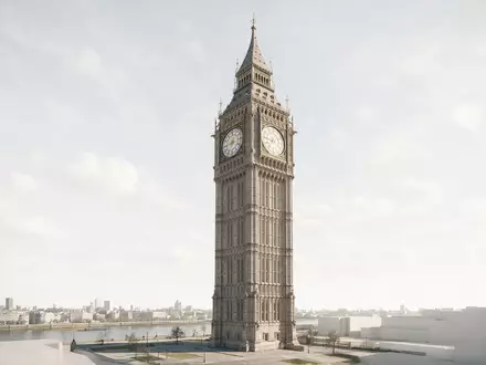 Moderner Architektur-Render zeigt Silhouette von Big Ben London in London Vereinigtes Königreich, klare Linien und - Foto: THN