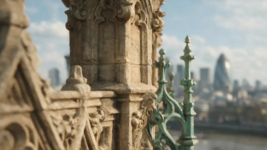 Makroaufnahme eines Materialdetails am Wahrzeichen Big Ben London, London Vereinigtes Königr…