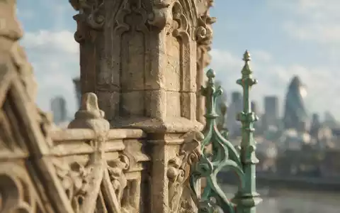 Extreme Makroaufnahme eines Materialdetails am Wahrzeichen Big Ben London in London Vereinigtes Königreich, taktile Struktur - Foto: THN