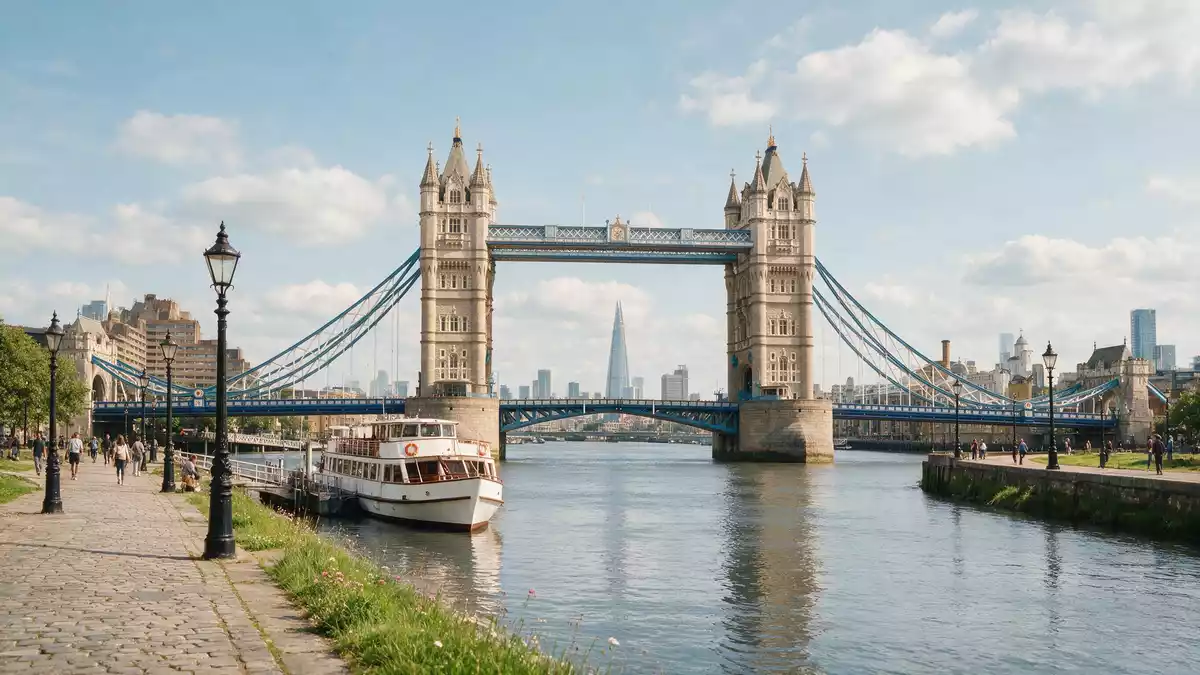 Editorial-Reisemagazinbild vom Wahrzeichen Tower Bridge London in London, Vereinigtes Königr…