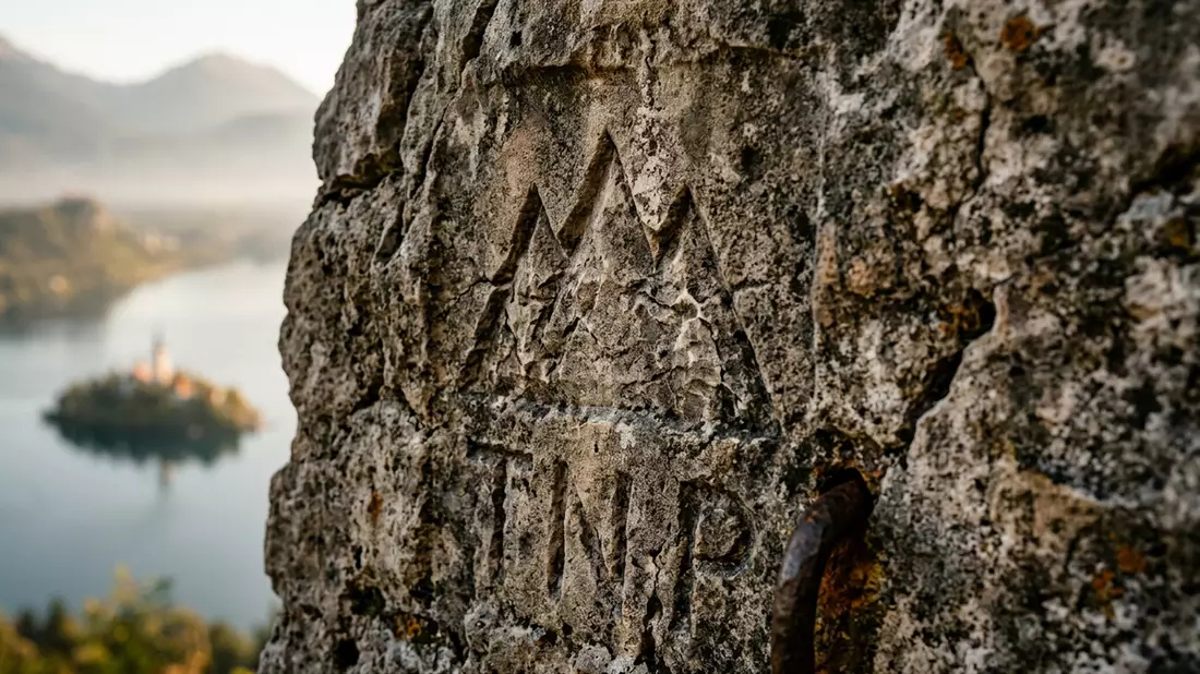 Makroaufnahme eines Materialdetails am Wahrzeichen Nationalpark Triglav, Bled Slowenien