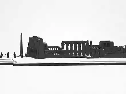 Moderner Architektur-Render zeigt Silhouette von Luxor-Tempel in Luxor Agypten, klare Linien und neutrales Tageslicht - Foto: THN