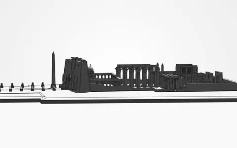Moderner Architektur-Render zeigt Silhouette von Luxor-Tempel in Luxor Agypten, klare Linien und neutrales Tageslicht - Foto: THN