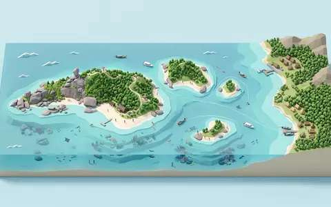 Isometrisches Diorama von Similan-Inseln und Umgebung in Phang Nga Thailand, verspielte Low-Poly-Kulisse in Pastellfarben - Foto: THN
