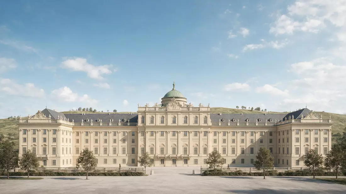 Architektur-Render von Schloss Schönbrunn Wien in Wien, Österreich bei Tageslicht