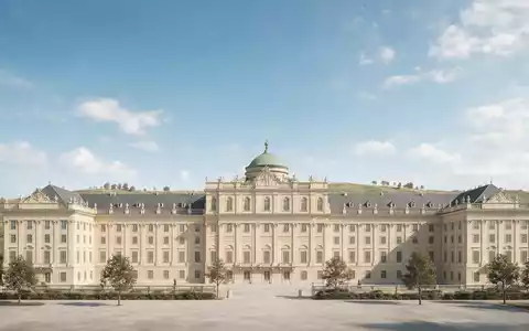 Moderner Architektur-Render zeigt Silhouette von Schloss Schönbrunn Wien in Wien Österreich, klare Linien und neutrales - Foto: THN