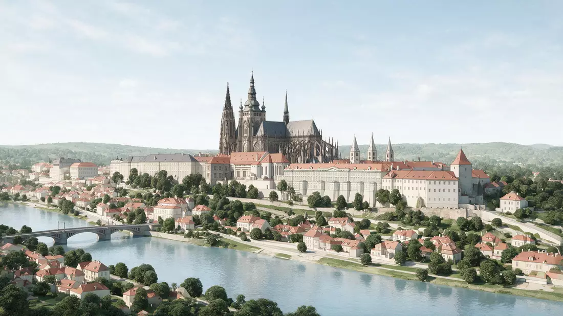 Architektur-Render von Prager Burg in Prag, Tschechien bei Tageslicht