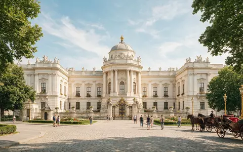 Editorialbild im Reisemagazin-Stil vom Wahrzeichen Hofburg Wien in Wien Österreich, ausgewogene Bildgestaltung und natuerliches Umgebungslicht - Foto: THN