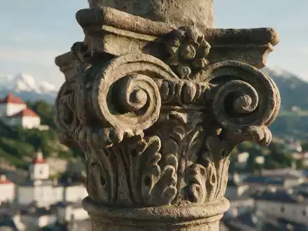 Extreme Makroaufnahme eines Materialdetails am Wahrzeichen Altstadt Salzburg in Salzburg Österreich, taktile Struktur und weiches - Foto: THN