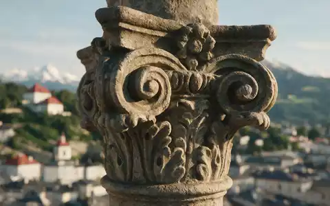 Extreme Makroaufnahme eines Materialdetails am Wahrzeichen Altstadt Salzburg in Salzburg Österreich, taktile Struktur und weiches - Foto: THN