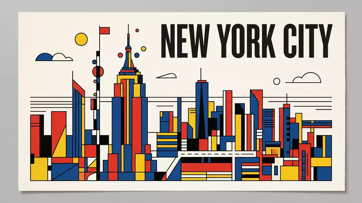 Bauhaus-Poster als Abstraktion von Empire State Building in New York City, USA