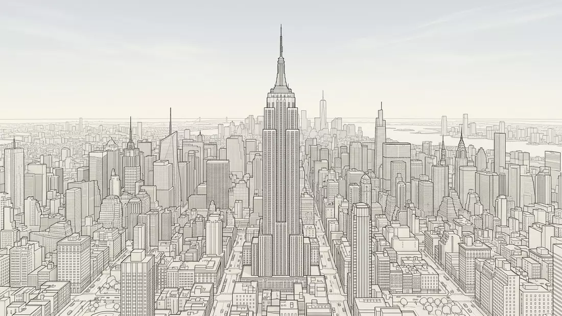 Architektur-Render von Empire State Building in New York City, USA bei Tageslicht