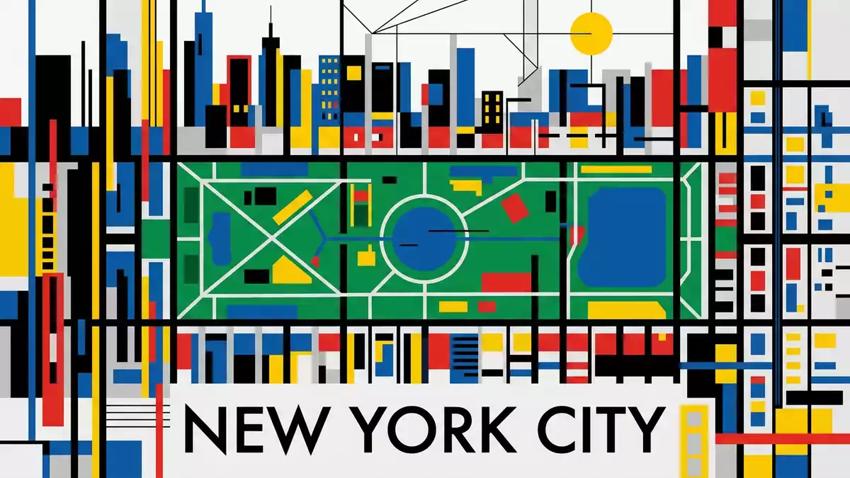 Bauhaus-Poster als Abstraktion von Central Park New York in New York City, USA