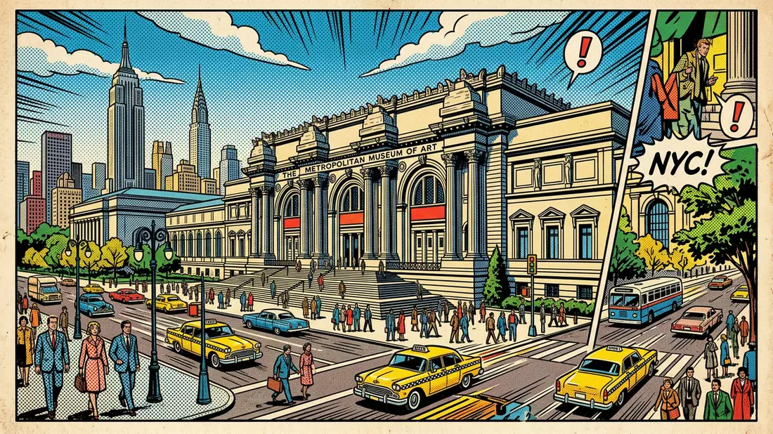 Pop-Art-Comic von Metropolitan Museum of Art in New York City, USA mit Rasterpunkten