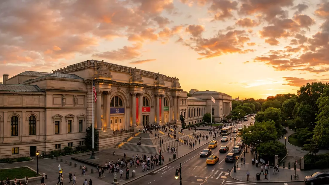 Fotorealistische Ansicht von Metropolitan Museum of Art in New York City, USA im Abendlicht