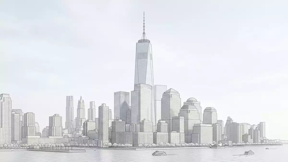 Architektur-Render von One World Observatory in New York City, USA bei Tageslicht