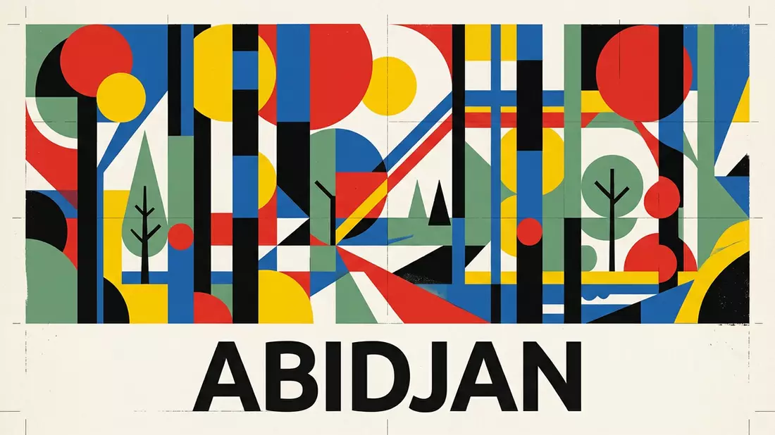 Bauhaus-Poster als Abstraktion von Banco-Nationalpark in Abidjan, Elfenbeinkuste