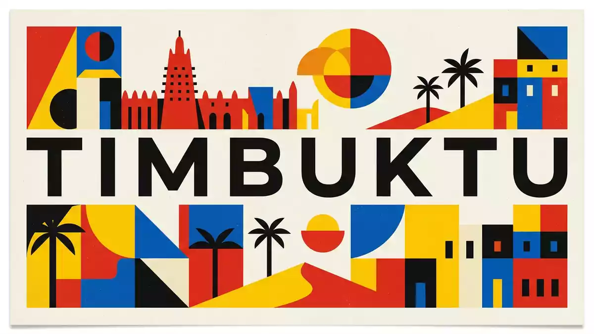 Bauhaus-Poster als Abstraktion von Timbuktu in Timbuktu, Mali