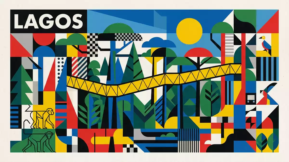 Bauhaus-Poster als Abstraktion von Lekki Conservation Centre in Lagos, Nigeria