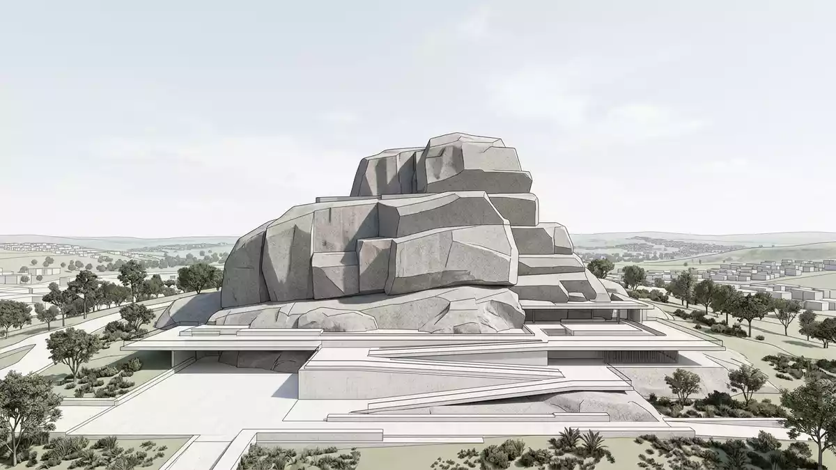 Architektur-Render von Olumo Rock in Abeokuta, Nigeria bei Tageslicht