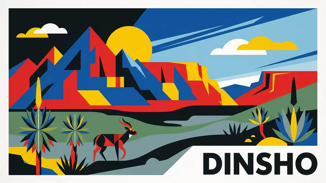 Bauhaus-Poster als Abstraktion von Bale-Mountains-Nationalpark in Dinsho, Athiopien