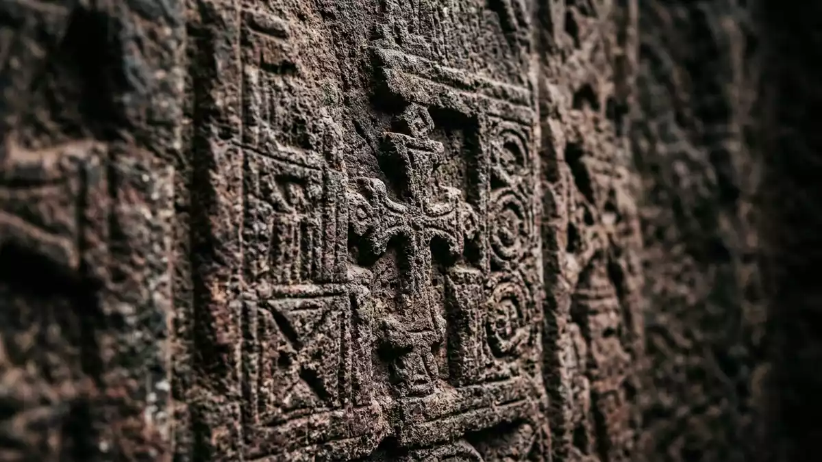 Makroaufnahme eines Materialdetails am Wahrzeichen Felsenkirchen von Lalibela, Lalibela Athi…
