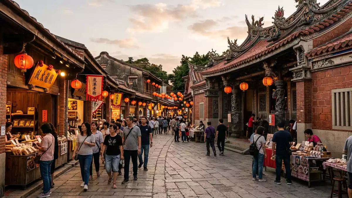 Editorial-Reisemagazinbild vom Wahrzeichen Lukang Old Street in Changhua, Taiwan