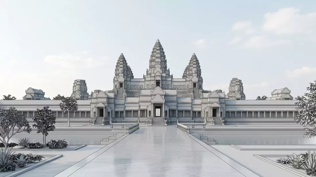 Architektur-Render von Angkor Thom in Siem Reap, Kambodscha bei Tageslicht