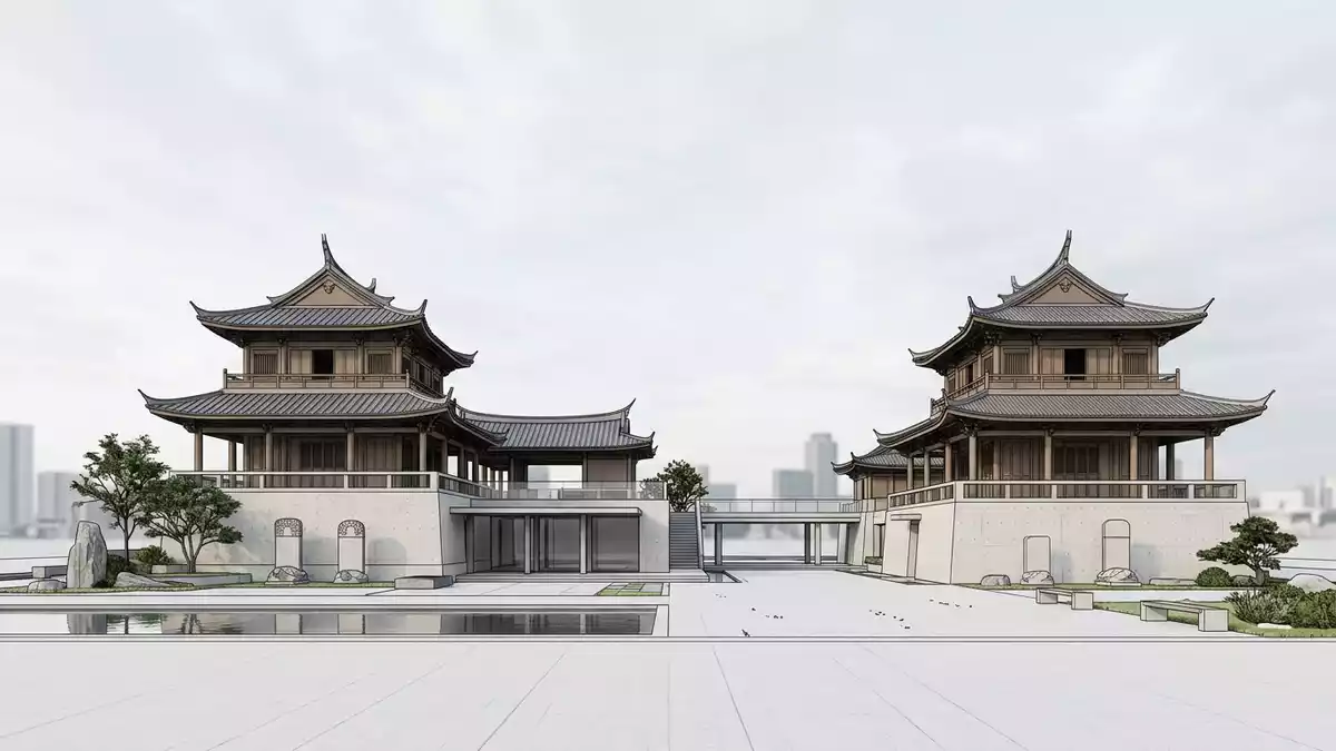 Architektur-Render von Chihkan Tower Tainan in Tainan, Taiwan bei Tageslicht