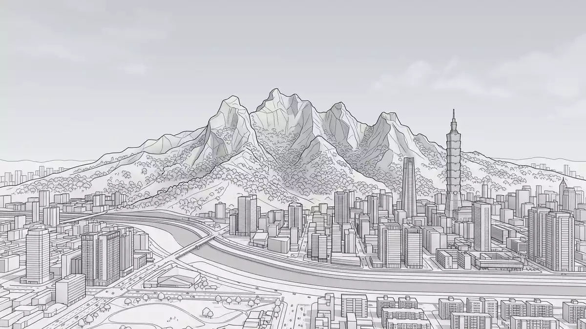 Architektur-Render von Elephant Mountain Taipeh in Taipeh, Taiwan bei Tageslicht