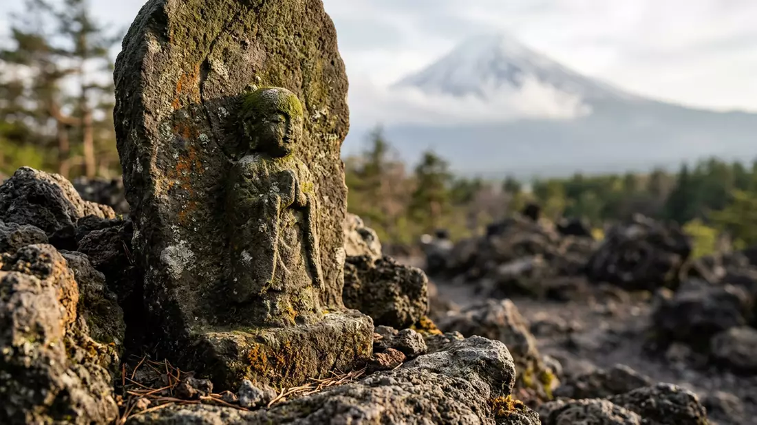 Makroaufnahme eines Materialdetails am Wahrzeichen Berg Fuji, Fujinomiya Japan