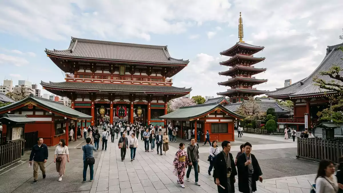 Editorial-Reisemagazinbild vom Wahrzeichen Senso-ji-Tempel Tokio in Tokio, Japan