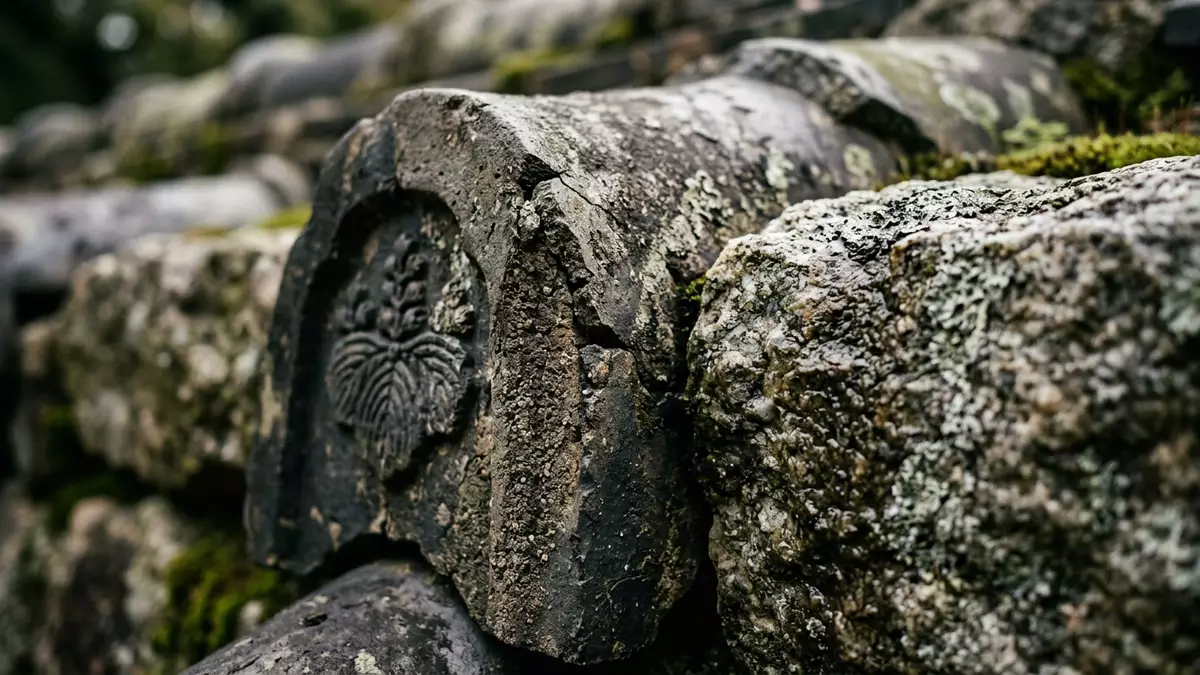 Makroaufnahme eines Materialdetails am Wahrzeichen Burg Himeji, Himeji Japan