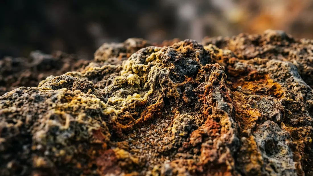 Makroaufnahme eines Materialdetails am Wahrzeichen Sulphur Springs St. Lucia, Soufriere St.…
